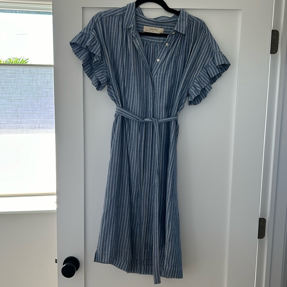 Anthropologie Ruffle Sleeve Shirtdress
